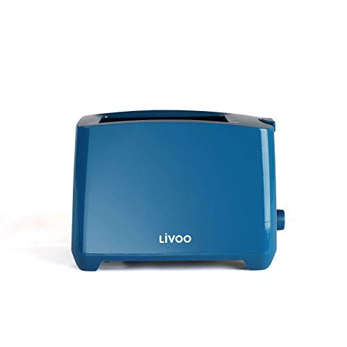 Tostadora azul con bandeja recogemigas termostato regulable (apagado manual, 750 W, 2 ranuras para tostadas)