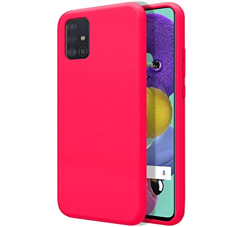 Tumundosmartphone Funda Silicona Líquida Ultra Suave para Samsung Galaxy A51 5G Color Rosa Fucsia