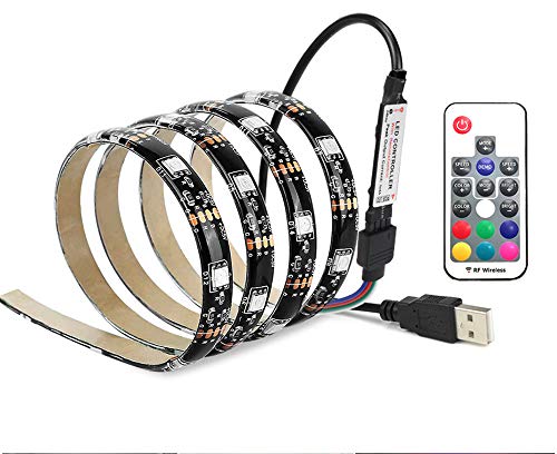 Vansuky USB Tiras LED Iluminación, SMD 5050 60LEDs 1 metro\3.28ft RGB tira flexible de LED, Control remoto incl, Tira de luz LED para decoración, Tira llevada impermeable IP65, Luz de fondo de la TV
