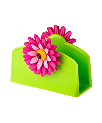 VIGAR Flower Power Servilletero, Material: Polipropileno y Goma, Verde, Dimensiones: 14 x 6 x 10 cm