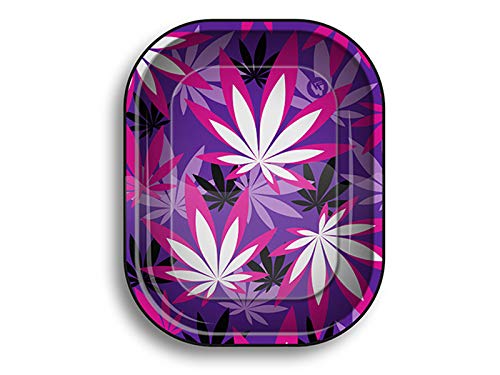 Vip Vape Best Buds - Bandeja de metal con ruedas (tamaño pequeño, 14 x 18 x 2 cm), diseño de hojas rosas