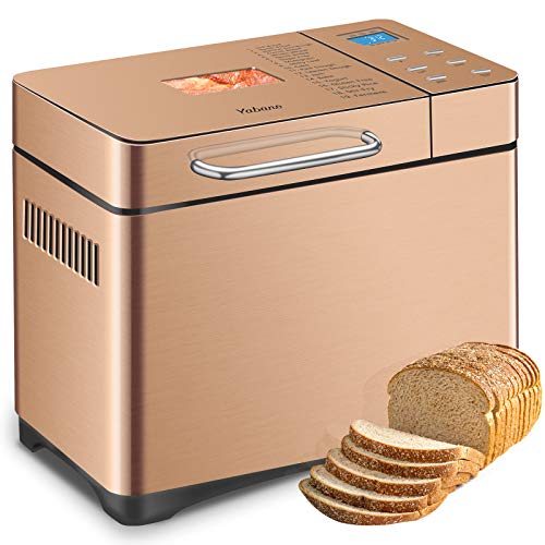 Yabano - Máquina de pan de 650 W con 15 programas automáticos, capacidad de 1 kg, sin gluten, 3 niveles de oro, pantalla LCD
