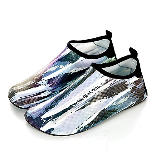 Zapatillas Antideslizantes de río para Hombres y Mujeres, Zapatos de Snorkel para Adultos, de Fondo Suave, Zapatos de Playa de Secado rápido@Montaña Nevada Blanca_26-27 (14.1-15.5cm)