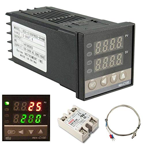 1 x 100V-240V 50/60Hz Controlador de temperatura PID REX-C100 0 °C ~1200 °C, termostato digital regulador de temperatura LED digital con alarma.