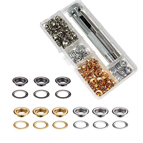 150 Set Kit De Herramientas De Ojetes De Cobre Botones De Ropa Cuero Sin Coser Con 3 Piezas De Herramientas De Instalación DIY Artesanía De Cuero, Reemplazo De Remache, 3 Colores