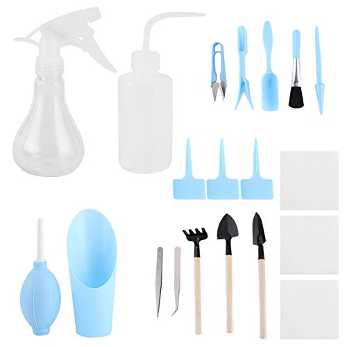 19 piezas de herramientas para plantas suculentas, juego de herramientas para plantas, juego de herramientas de trasplante para Bonsai en interiores, plantas pequeñas(blue)