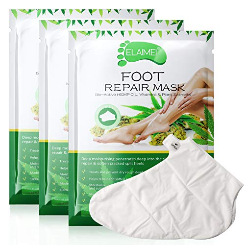3 Pairs Foot Moisturizing Mask, Foot Peel Mask, Foot Peeling Repair Renew Booties, Infused Collagen Vitamins for Dry, Aging, Cracked Heels Intense Skin Nutrition Foot Cream Mask