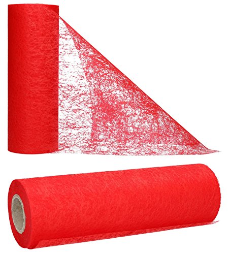 AmaCasa - Camino de mesa de tejido sin tejer rojo, ideal para flores, bodas y comuniones, 23cm/25m (Rojo, 23cm)