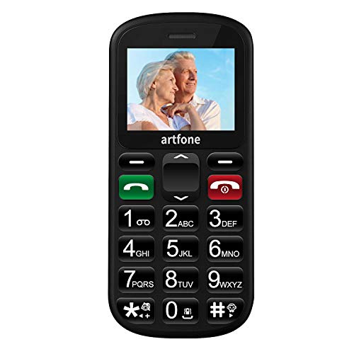 Artfone Teléfonos Móviles para Mayores Mayores con SOS botón,CS181 Senior, Fácil de Usar Celular para Ancianos con Negro