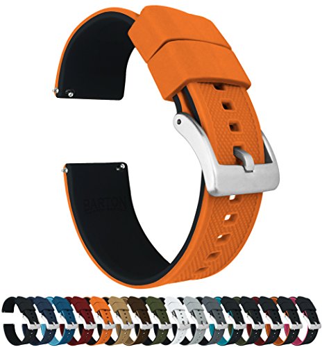 BARTON WATCH BANDS Reloj de silicona Elite Bandas de liberación rápida Elija Color de la correa Ancho para Unisex-adulto 23mm Naranja