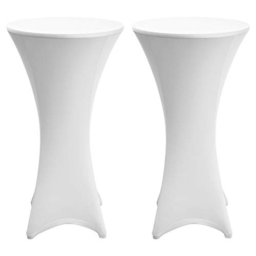 Beautissu Set de 2 Fundas elásticas para mesas Altas de pie Stella Ø 80-85 cm - Elegante egregio cobertor de Mesa en Blanco