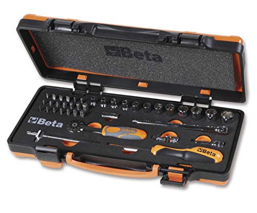 Beta 900/C12Mz - Juego de herramientas de trabajo profesionales, 12 llaves de vaso hexagonales, 20 puntas para destornillador y 7 accesorios de termoformato suave, en caja de chapa