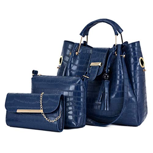 Bolsos de mujer nuevos de 3 piezas, bolsos de mensajero impermeables, bolsos de moda, bolsos de hombro, bolsos de mujer, carteras, bolsos de cuero (azul)