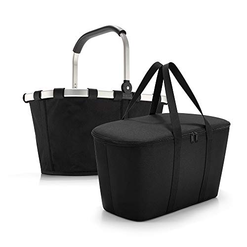 Bonito set de la compra Reisenthel de 2 piezas, compuesto de carrybag/cesta de la compra y bolsa refrigeradora Reisenthel en moderno diseño (negro/negro)
