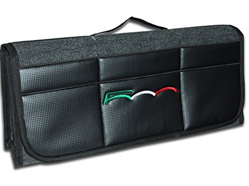 Bulmar - Organizador de lujo para maletero de coche con estampado de fibra de carbono en la parte delantera, inspirado en Fiat 500