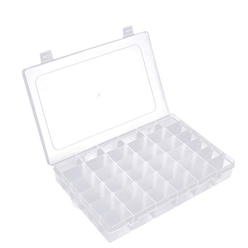 Caja Almacenamiento (Pack de 2) - Caja Plastico Compartimentos Desmontables (27,5 x 17,7 x 4,3cm) – Caja Organizadora 36 Compartimentos Joyas, Cuentas, Anzuelos, Accesorios de Costura, Herramientas