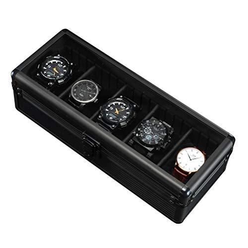 Caja de reloj de aluminio, caja de reloj de aluminio, caja de almacenamiento de reloj de aluminio, con ventana y cristal transparente para hombres y mujeres.