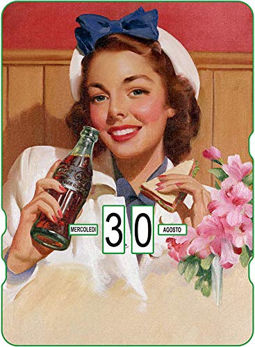 Calendario perpetuo CocaCola Vintage "Woman with The Blue HairBow"
