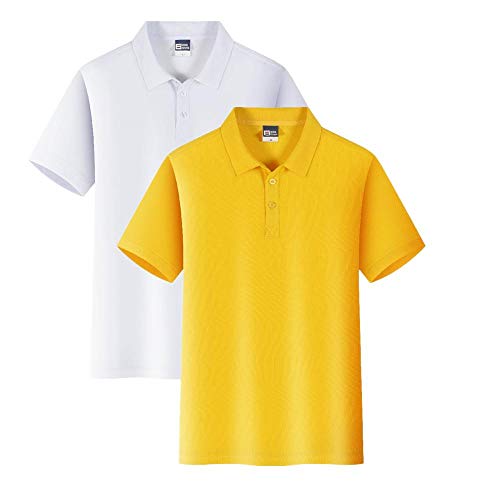 Camiseta Blanca Polo Camisa Solapa Algodón Puro Transpirable Cómodo Color Sólido Camiseta De Herramientas (Paquete De 2)-31_L