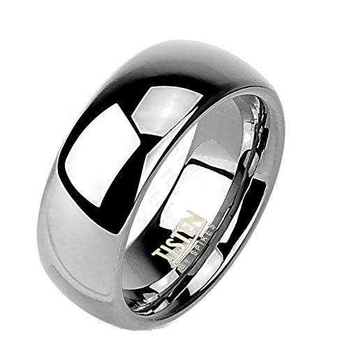 Coolbodyart Anillo Tisten Titanio Wolframio plata 8mm ancho Brillo alto pulido anillo disponible Tamaños anillo 47 (15) - 72 (23) - Plata, 66 (21.0)