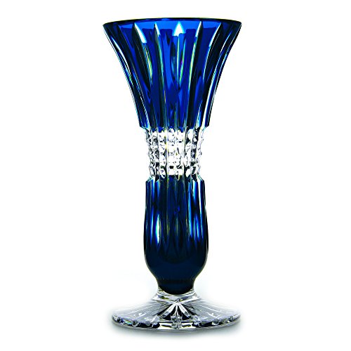 Cristal de Bohemia Denver Florero, Cristal, Azul, 11x11x26 cm