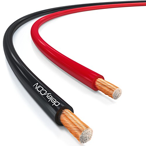 deleyCON 25m Cable de Altavoz 2X 0,75mm² Aluminio Recubierto de Cobre 2x24x0,20mm Trenza Marca de Polaridad - Rojo/Negro