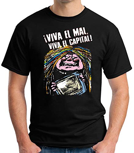 Desconocido 35mm - Camiseta Hombre Camiseta Hombre - La Bruja Averia - Viva el Mal Viva el Capital - La Bola de Cristal - Negro - Talla XXL