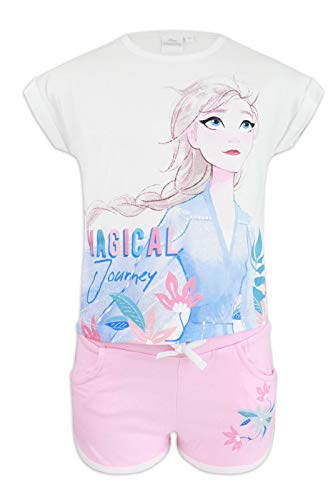 Disney Frozen 2 – Juego de 2 camisetas de manga corta y pantalón – niña – Producto original con licencia oficial 1239 Bianco 4 años