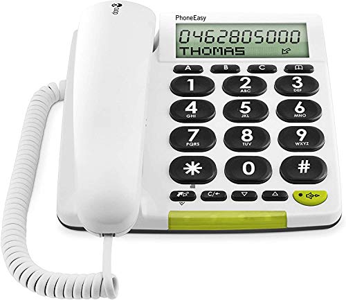 Doro Phone Easy 312Cs - Teléfono (Teléfono analógico, Altavoz, 30 entradas, Identificador de Llamadas, Blanco)