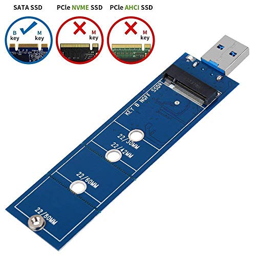 EasyULT Adaptador M.2 a USB,Llave B M.2 Adaptador de Disco Duro USB 3.0 (no se Necesita Cable),USB a 2280 M2 Adaptador de Controlador de Disco Duro,convertidor NGFF