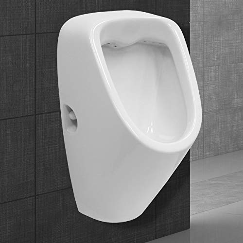 ECD Germany Urinario con Entrada Desde la Parte Posterior - Material Cerámico - Blanco - Diseño Moderno - Lavabo Inodoro - Drenaje Posterior - Sanitario Compacto con Montaje en Pared para Baño Aseos