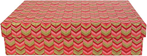Emartbuy Caja Regalo De Papel De Algodón Hecha A Mano, Impresa en Oro Rosa Rojo, 34 x 23 x 8 cm