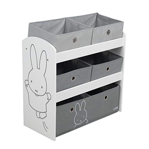 Estantería de juguete Miffy de Roba, con cinco cajas de plástico para niños, estantería de almacenamiento para habitación de los niños, estantería de juegos para niños y niñas