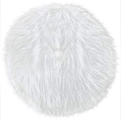 Falda de Árbol de Navidad de Piel Sintética Blanca Falda de Árbol de Nieve para Decoraciones Navideñas (50 cm)