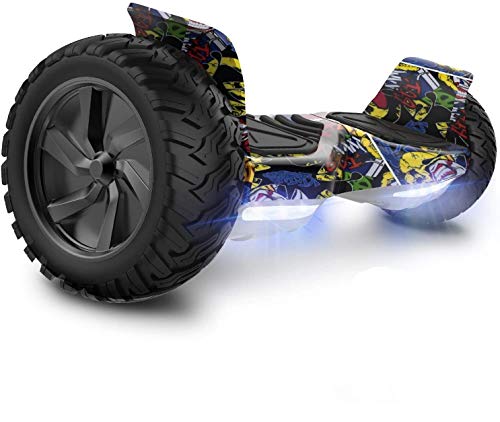 GeekMe Hoverboard Patinete Eléctrico Todo Terreno Scooter de Equilibrio con Potente Motor Luces LED Bluetooth para Adultos y Niños 8.5 Pulgadas