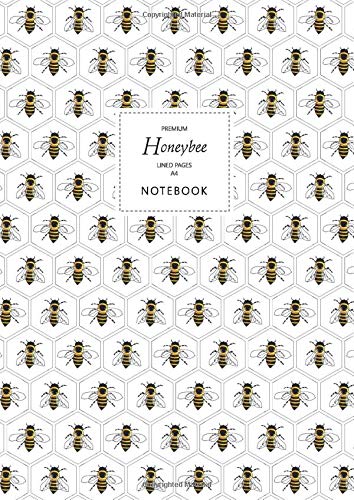 Honeybee Notebook - Lined Pages - A4 - Premium: (White Edition) Fun notebook 192 lined pages (A4 / 8.27x11.69 inches / 21x29.7cm)