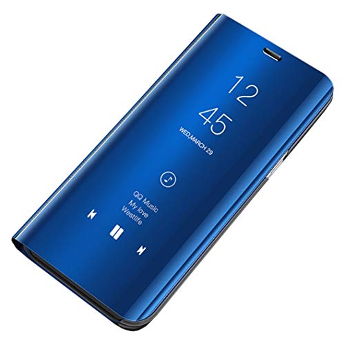 Jacyren Funda de piel para Huawei P20, P20 Pro, funda con espejo, funda transparente de policarbonato con tapa, función atril para Huawei P20 Lite Pro, color Azul, talla P20 Pro