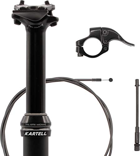 Kartell ® Vario - Tija de sillín telescópica para bicicleta de montaña (ajuste de altura sin niveles, diámetro 31,6 mm), color negro