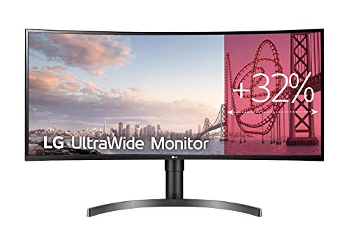 LG 35WN75C-B - Monitor UltraWide Curvo (Panel VA: 3440x1440, 21:9, 5ms, 100Hz, 300nit, 1500:1), Diagonal 88.9 cm, Entrada: HDMIx2, DPx1, USB-A x3, USB-C x1 (P.D. 94W), HDR10, AMD FreeSync
