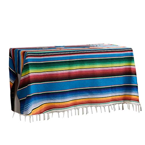 Liery - Manta de algodón Estilo étnico, Hecha a Mano en México, para Playa, Picnic, Playa, Azul, 120 * 180