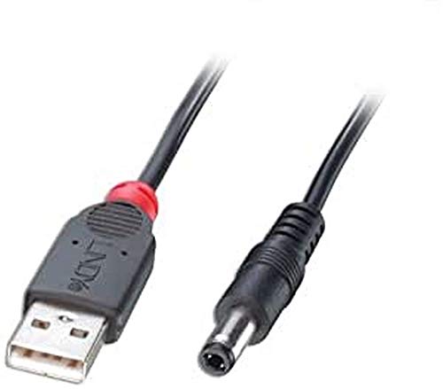 LINDY 70267 - Cable de alimentación USB Tipo A a tipo M de 1,5 metros - Diámetro interior 2,5mm, diámetro exterior 5,5mm