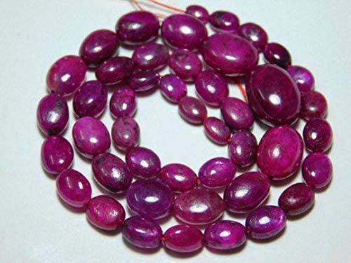 LKBEADS Ruby - Nuggets ovalados lisos, 33 cm de largo, medidas de piedras: 5-12 mm