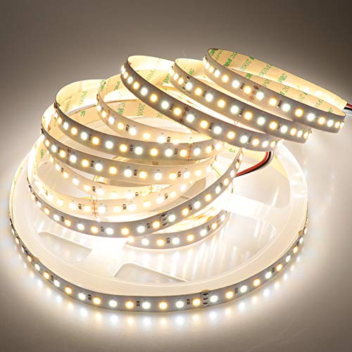 LTRGBW Super brillante no impermeable 2835 SMD 24 V 600 LEDs Luz de tira LED flexible blanca bicolor de color blanco doble 16.4 pies (5 m)