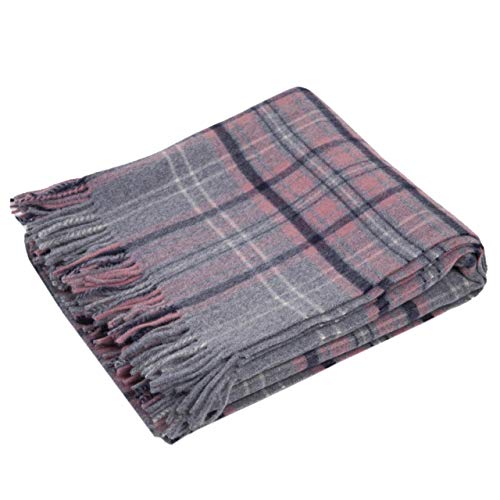 Manta escocesa 100% pura lana medida 150 x 180 cm (gris rosa)