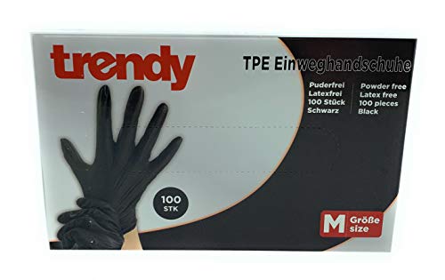 MC-Trend 100 guantes desechables de TPE, color negro, sin polvo, sin látex, en caja dispensadora (tamaño grande)