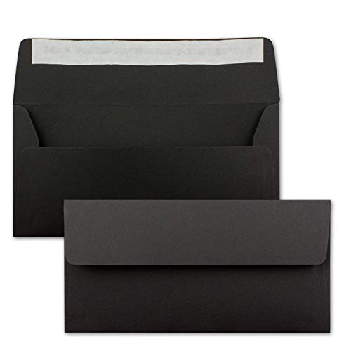 Neuser Paper - Sobres de papel kraft (25 unidades, tamaño DIN largo, 11 x 22 cm, 120 g/m²), color negro