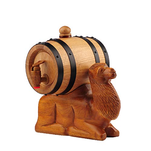Oak Wine Barrel Camel Off The Barrel Arte Tallado a Mano en Madera Maciza Vino Oak Barrel Wine Cabinet Decoración Artesanía (Color : B)
