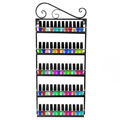 Organizador metálico para esmaltes de uñas, aceites y barras de labios, 5 baldas, color negro