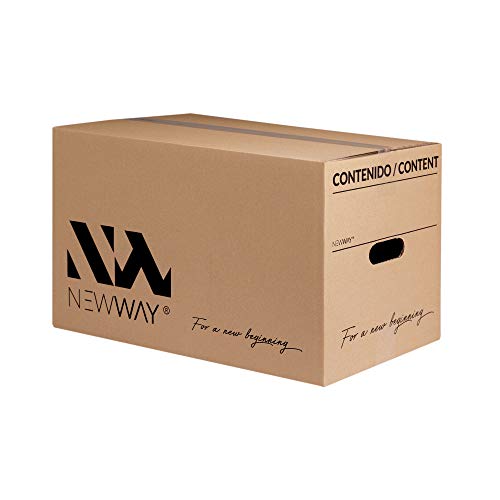 Pack 20 cajas de cartón para mudanza y almacenaje 500x300x300mm con asas fabricadas en España con cartón ecológico altamente resistente una capa CALIDAD BASIC
