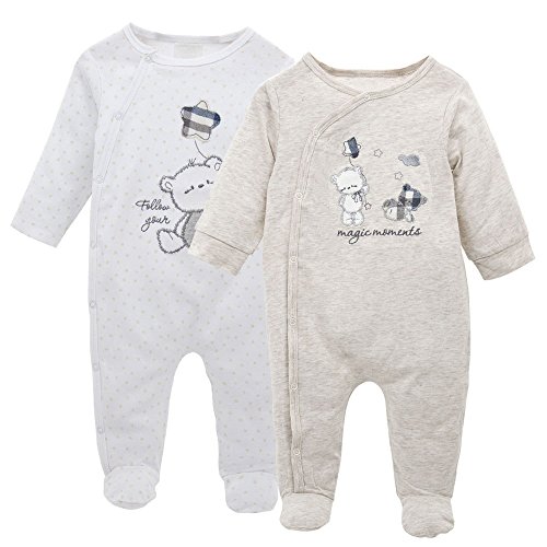 Pack de 2 Pijama para Bebé, Manga Larga Mameluco Pelele Mono Body Trajes 6-9 Meses